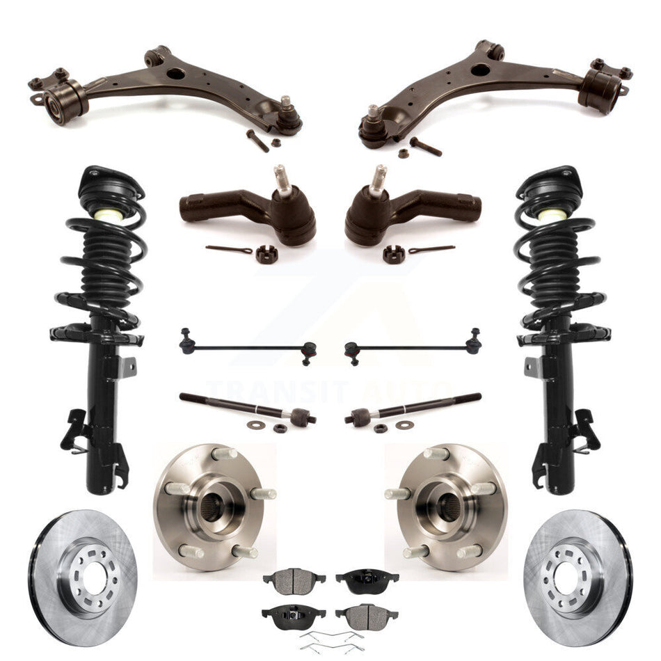 Front Rotors Brake Pad Bearing Suspension Kit (15Pc) For Mazda 3 Excludes MazdaSpeed Model KM-100391