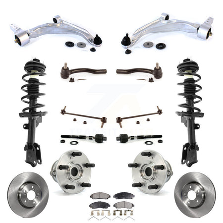 Front Disc Rotors Brake Pads Bearing Shock Suspension Kit (15Pc) For 2009-2015 Honda Pilot KM-100392