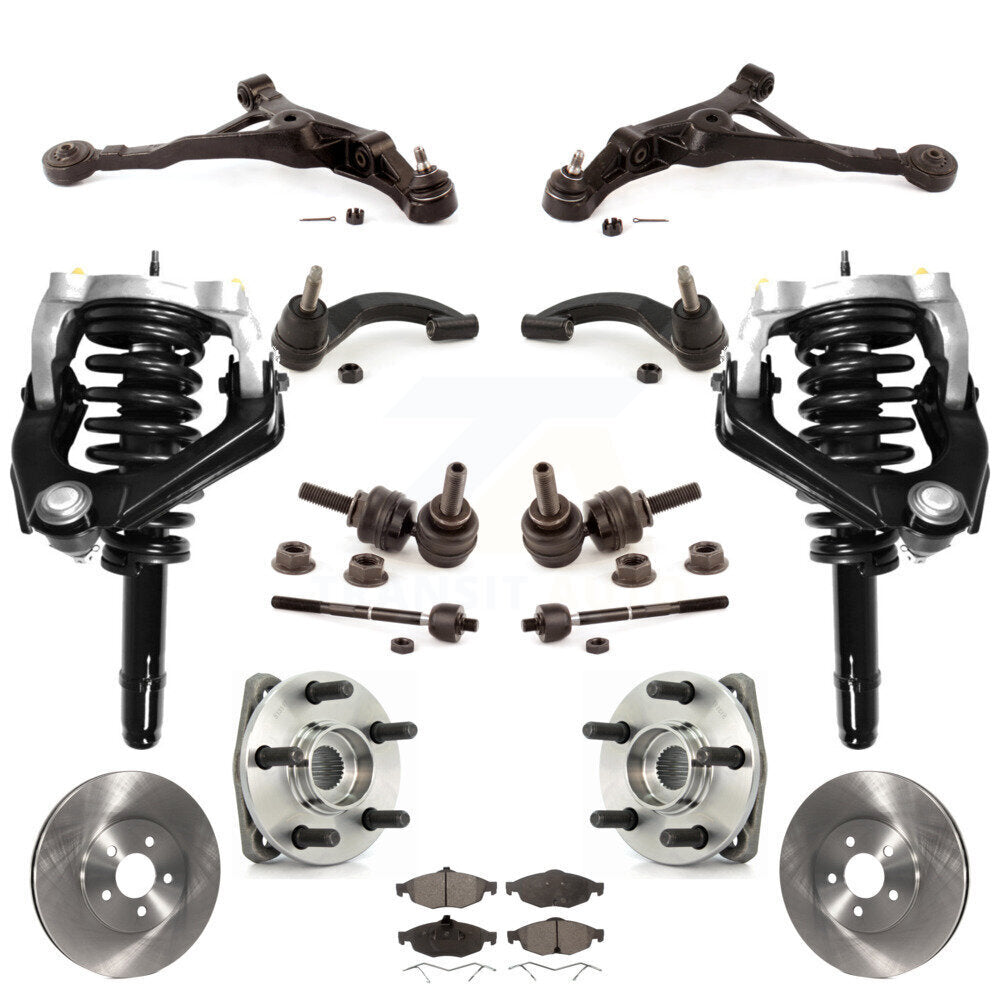 Front Rotor Brake Pad Bearing Arm Suspension Kit (15Pc) For Chrysler Sebring Dodge Stratus KM-100394