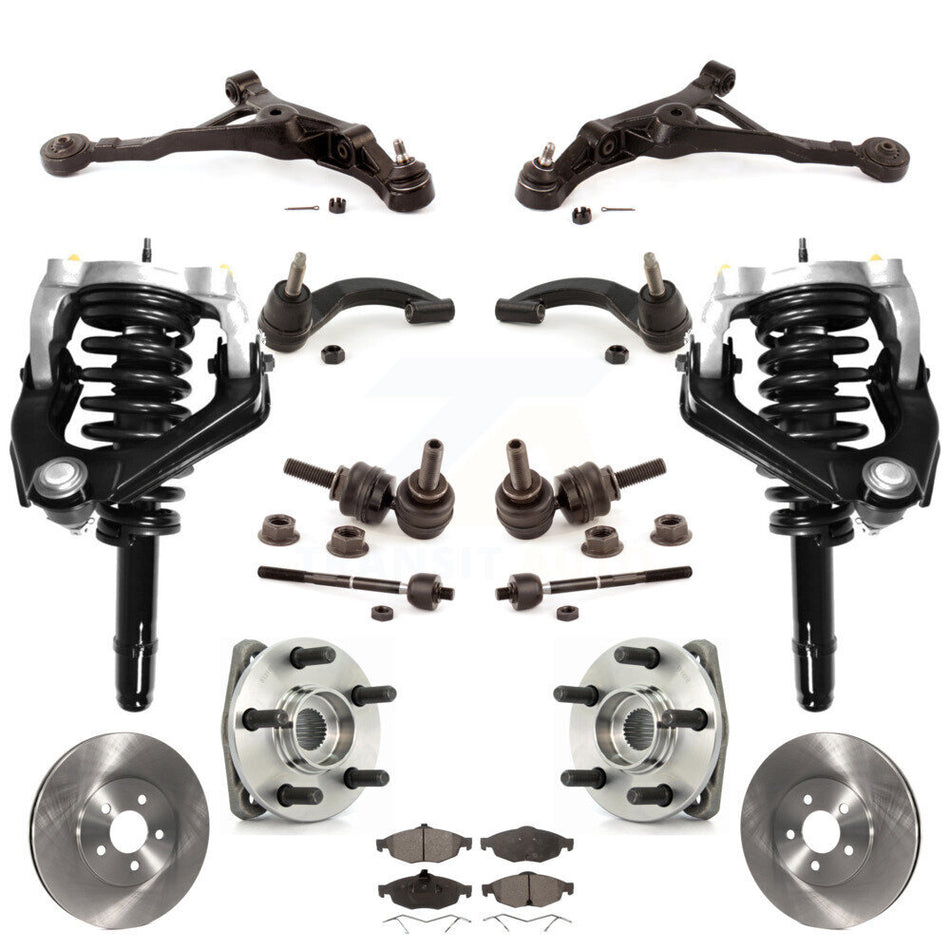 Front Rotor Brake Pad Bearing Arm Suspension Kit (15Pc) For Chrysler Sebring Dodge Stratus KM-100394