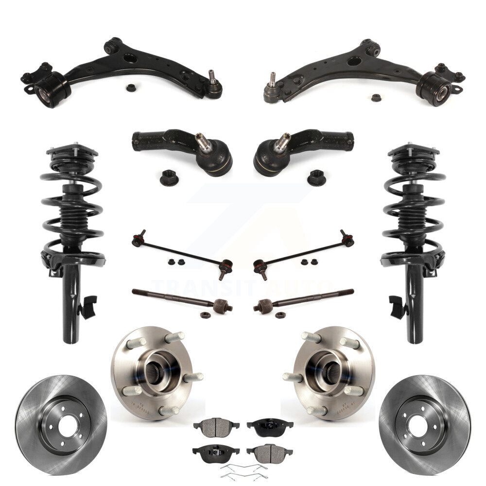 Front Rotor Brake Pad Bearing Arm Suspension Kit (15Pc) For Volvo C30 Without Level Sensor KM-100402