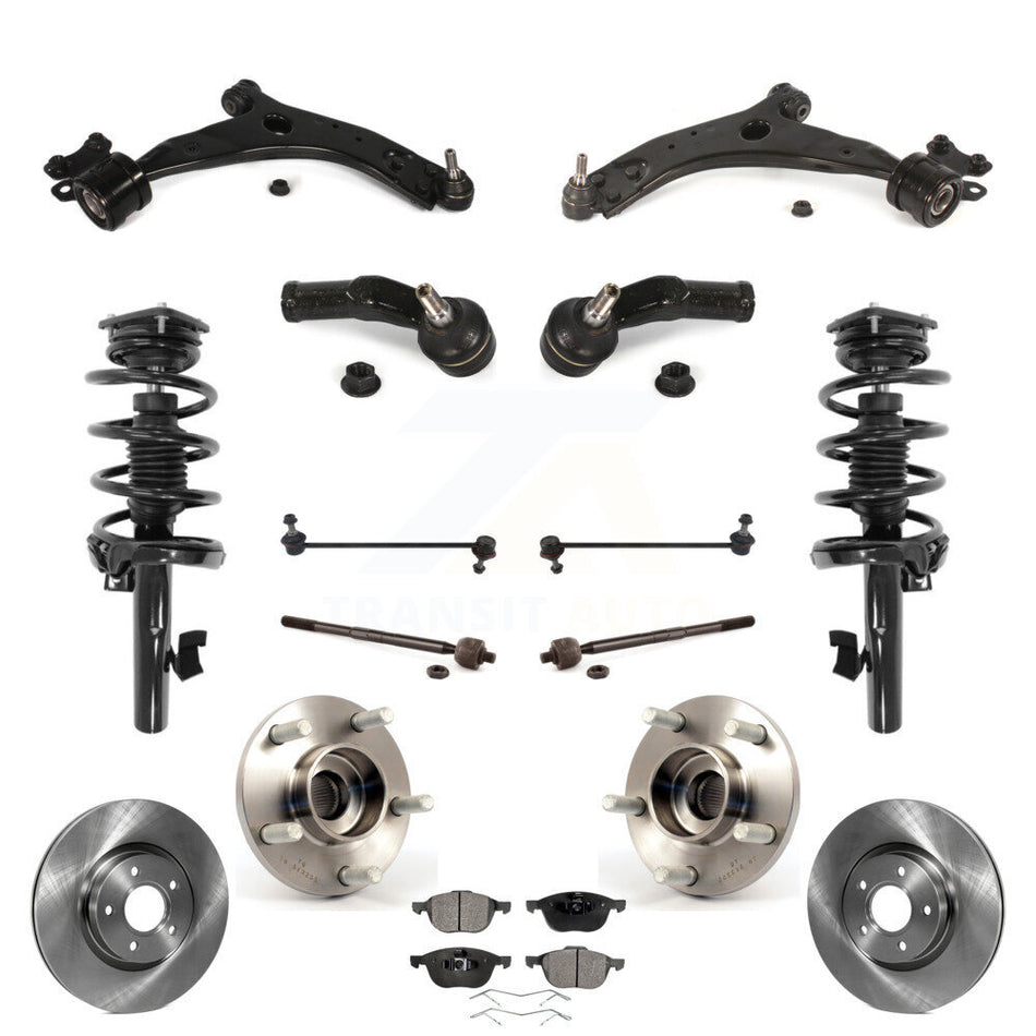 Front Rotor Brake Pad Bearing Arm Suspension Kit (15Pc) For Volvo C30 Without Level Sensor KM-100402