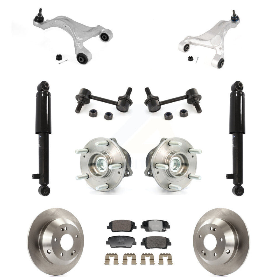 Rear Rotor Ceramic Pads Hub Bearing Shock Upper Control Arm & Link Kit (11Pc) For Hyundai KM-100404