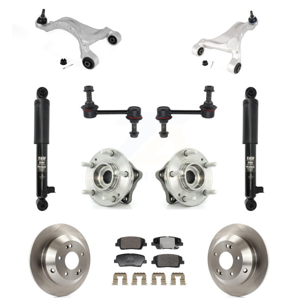 Rear Rotor Ceramic Pads Hub Bearing Shock Upper Control Arm & Link Kit (11Pc) For Hyundai KM-100405