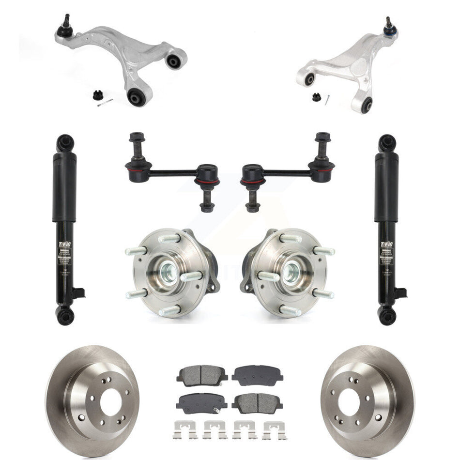 Rear Rotor Semi-Metallic Pads Hub Bearing Shock Upper Control Arm & Link Kit (11Pc) For Fe KM-100406