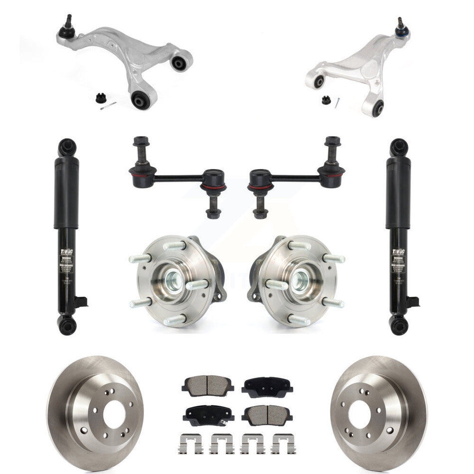 Rear Rotor Ceramic Pads Hub Bearing Shock Upper Control Arm & Link Kit (11Pc) For Hyundai KM-100408