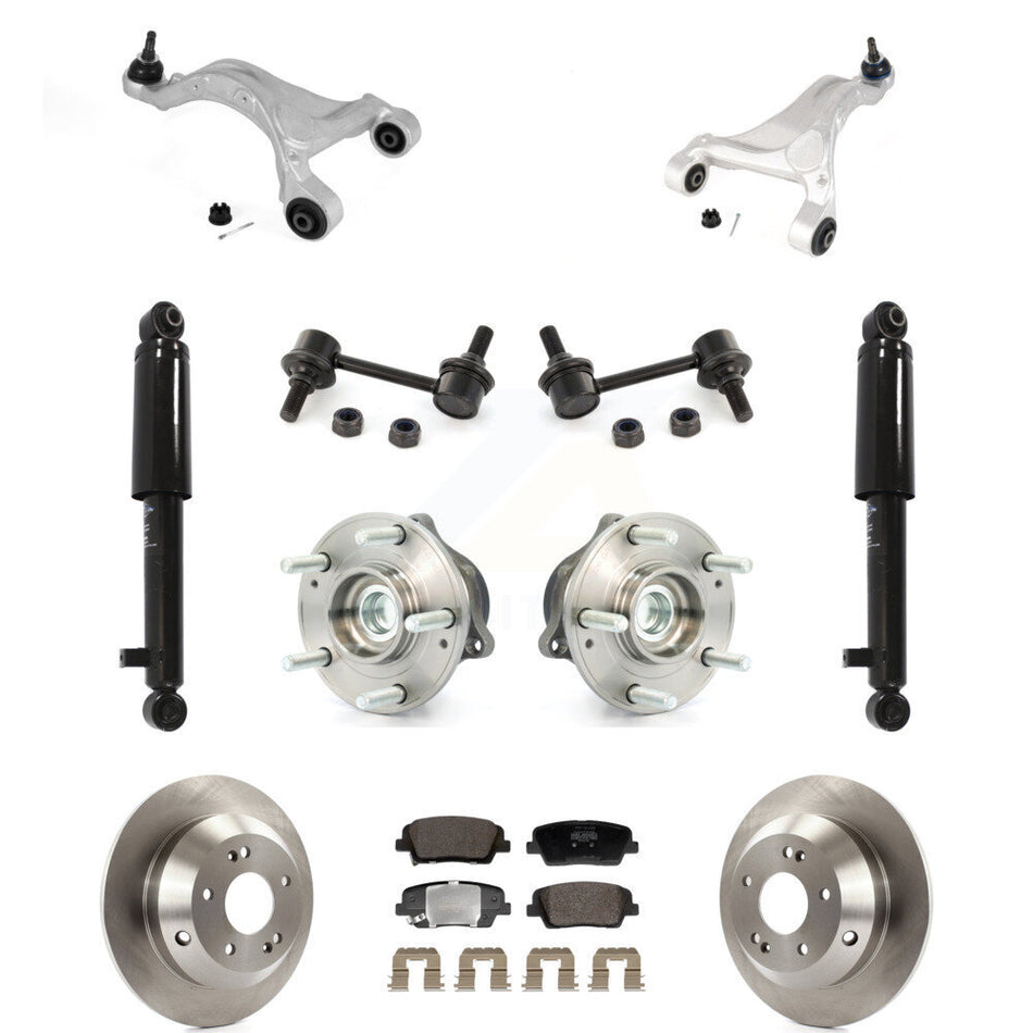 Rear Rotor Semi-Metallic Pads Hub Bearing Shock Upper Control Arm & Link Kit (11Pc) For Fe KM-100410