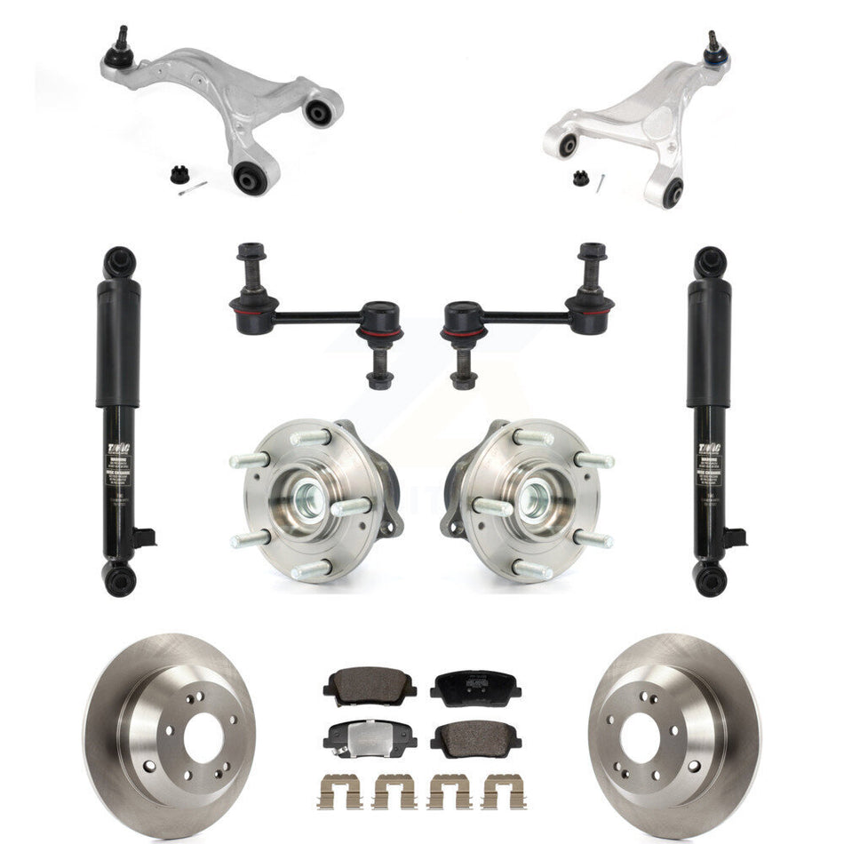 Rear Rotor Semi-Metallic Pads Hub Bearing Shock Upper Control Arm & Link Kit (11Pc) For Fe KM-100410