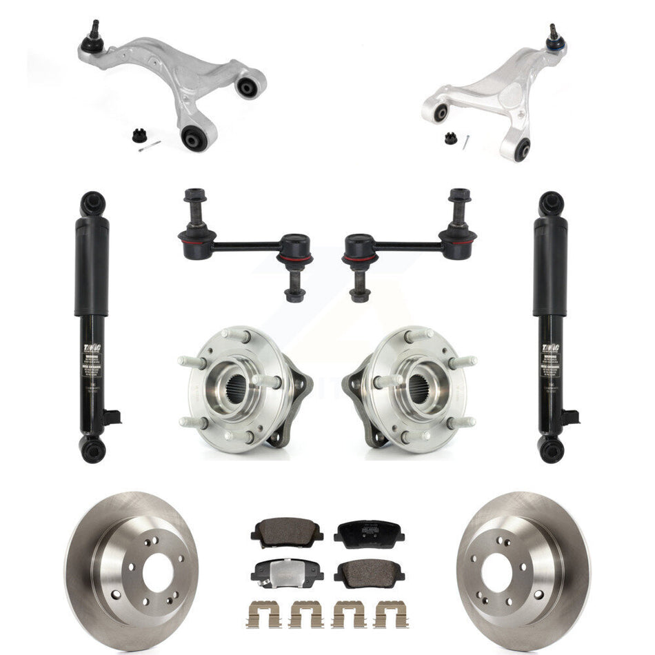 Rear Rotor Semi-Metallic Pads Hub Bearing Shock Upper Control Arm & Link Kit (11Pc) For Fe KM-100411