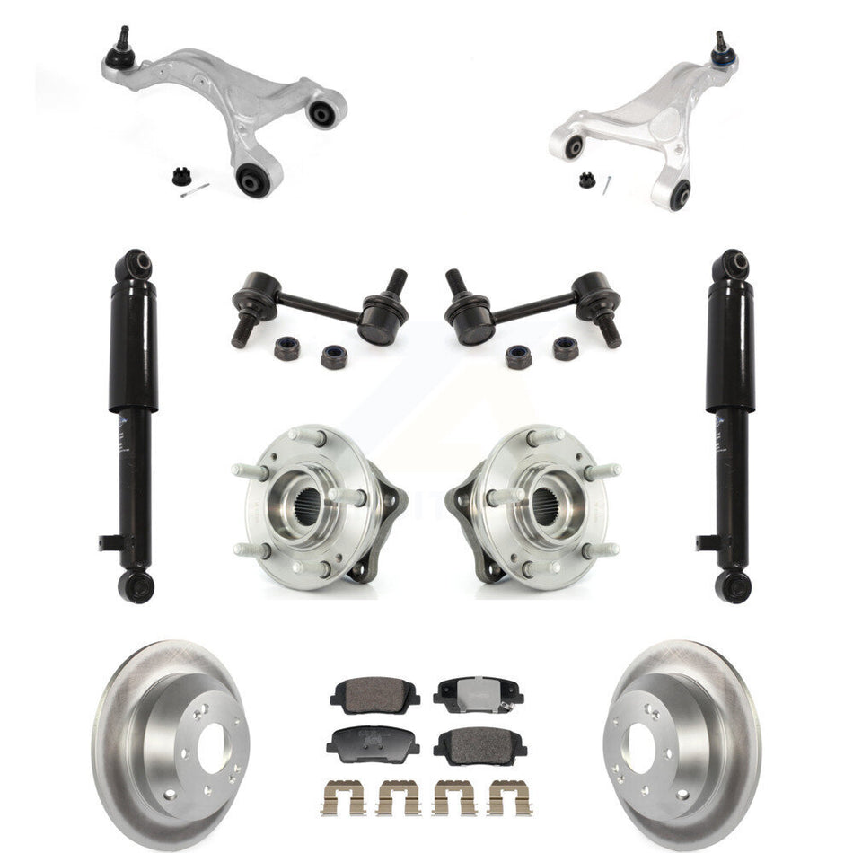 Rear Coated Rotor Ceramic Pads Hub Bearing Shock Upper Control Arm & Link Kit (11Pc) For KM-100413