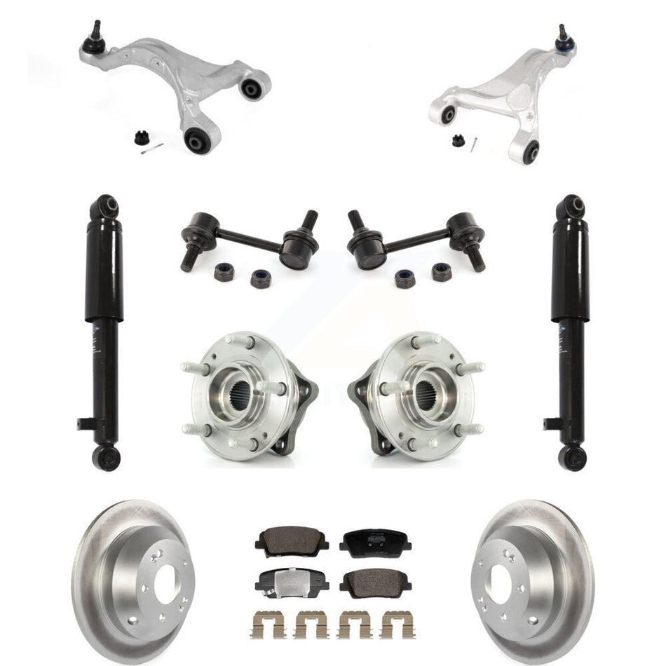 Rear Coated Rotor Semi-Metallic Pads Hub Bearing Shock Upper Control Arm & Link Kit (11Pc) For KM-10