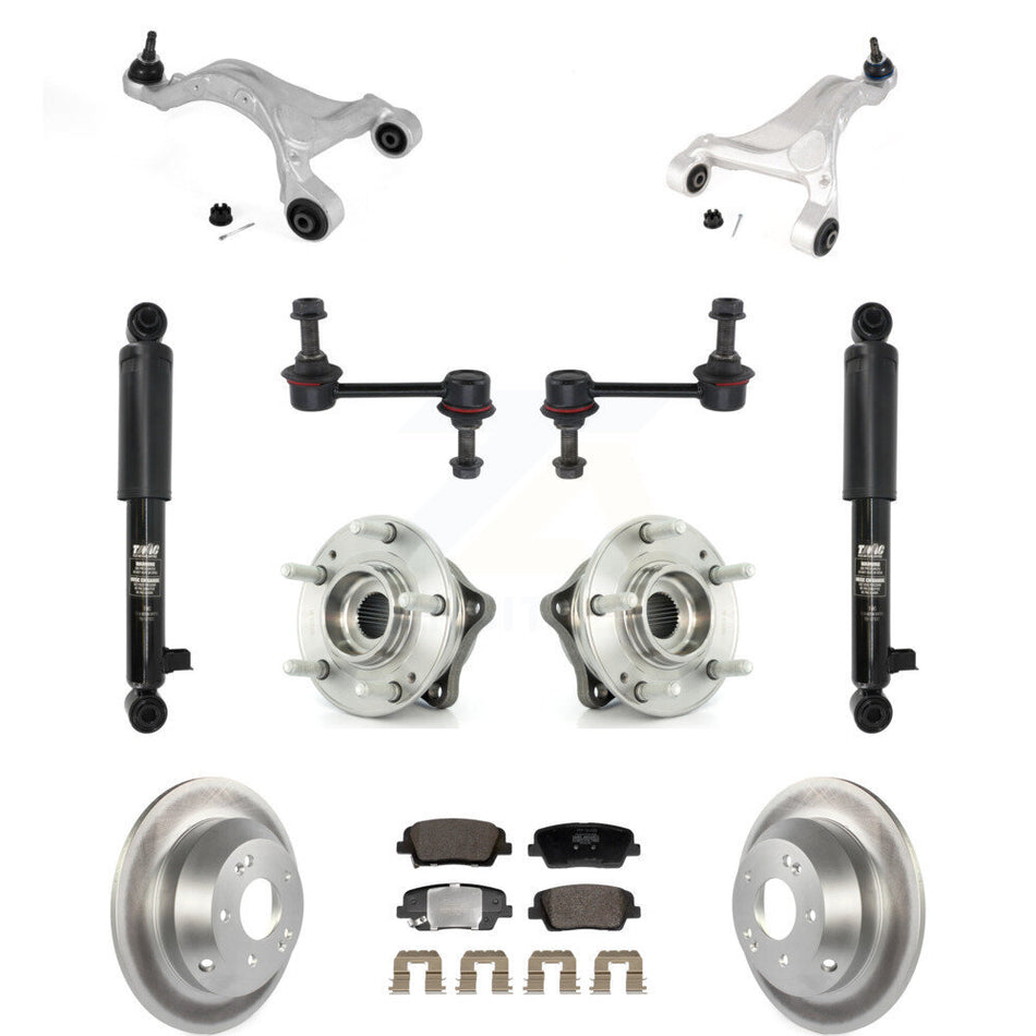 Rear Coated Rotor Semi-Metallic Pads Hub Bearing Shock Upper Control Arm & Link Kit (11Pc) For KM-10