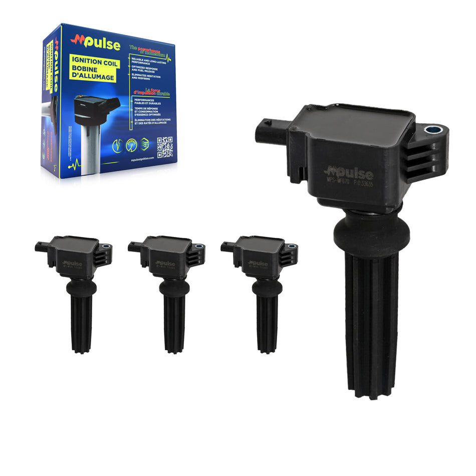 Ignition Coil (4 Pack) For Ford Escape Focus Edge Fusion Explorer Mustang EcoSport Land KMP-100416
