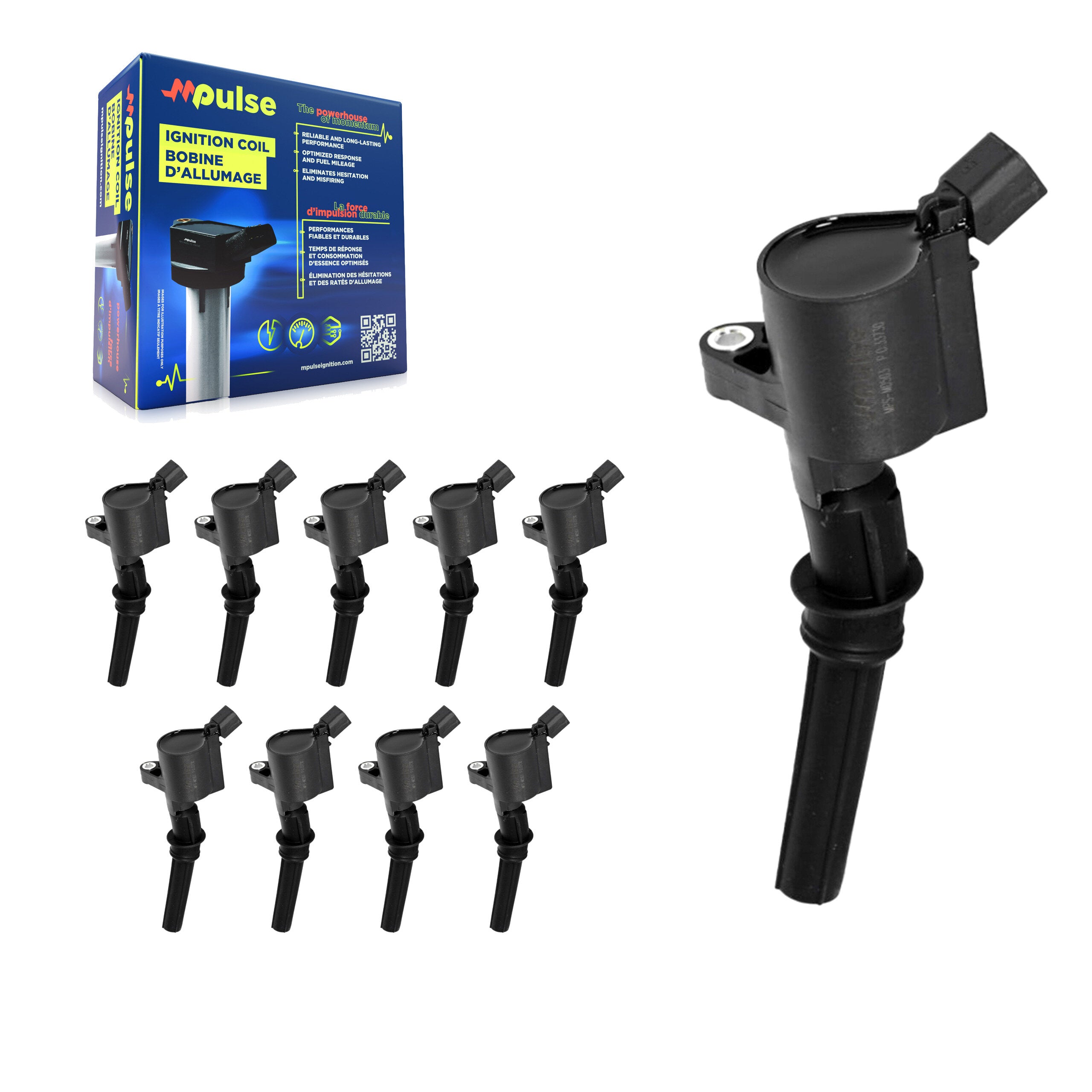 Ignition Coil (10 Pack) For Ford F-150 E-350 Super Duty F-350 E-250 Mustang F-250 E-150 KMP-100838
