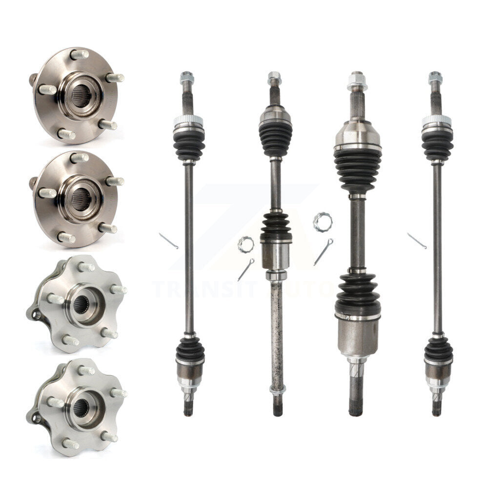 Front Rear CV Axle Drive Shaft And Hub Bearing Assembly Kit (8Pc) For Nissan Rogue AWD KN7-100496