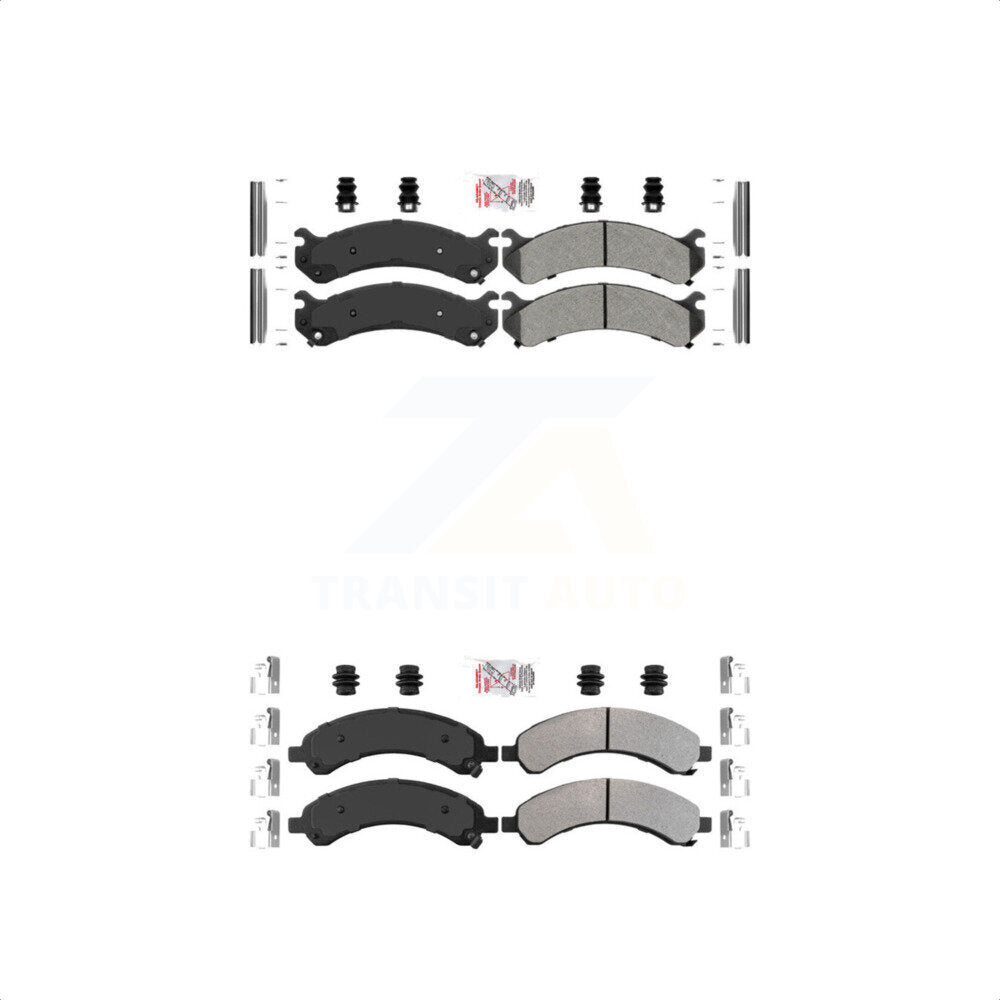 AmeriBRAKES Front Rear Semi-Metallic Disc Brake Pads Kit For 2003-2008 Chevrolet Express 3500 GMC Savana With Dual Wheels KNF-100074