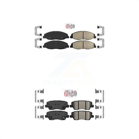 AmeriBRAKES Front Rear Ceramic Disc Brake Pads Kit For 2014 Cadillac CTS Luxury with Sedan 3.6L Without Heavy Duty Brakes KNF-100588