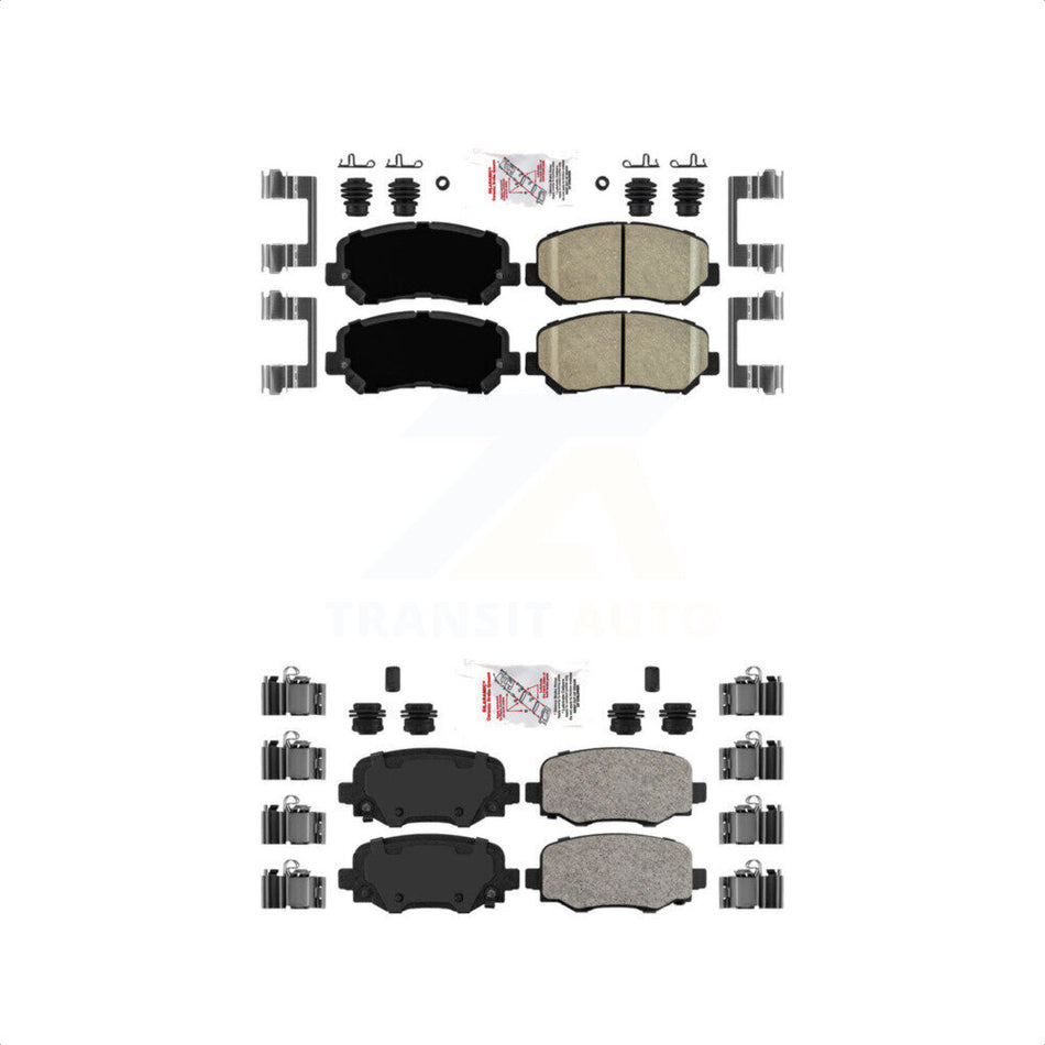 AmeriBRAKES Front Rear Ceramic Disc Brake Pads Kit For 2014-2017 Jeep Cherokee With Single Piston Caliper KNF-101022