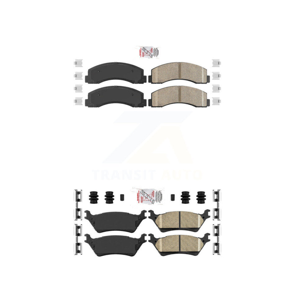 Front Rear Ceramic Disc Brake Pads Kit For 2018-2020 Ford F-150 With Manual Parking KNF-101182
