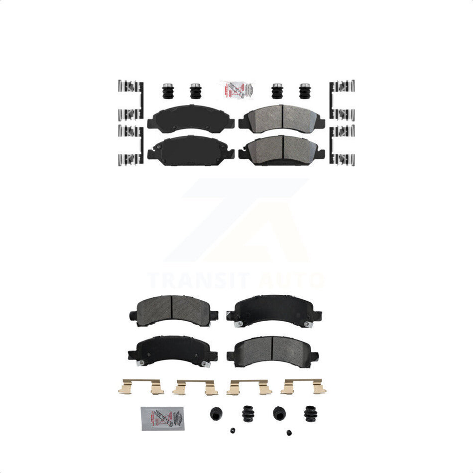 AmeriBRAKES Front Rear Semi-Metallic Disc Brake Pads Kit For 2009-2014 Chevrolet Express 1500 GMC Savana KNF-101259