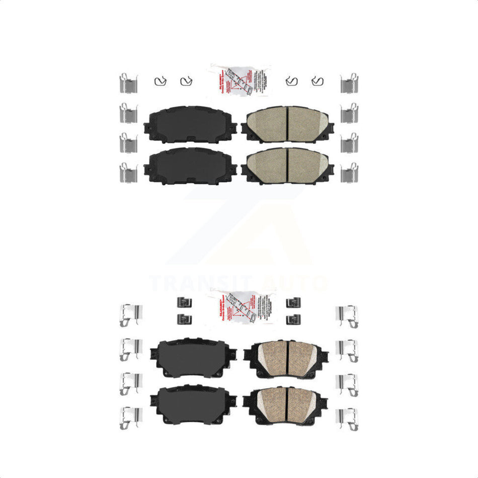 AmeriBRAKES Front Rear Ceramic Disc Brake Pads Kit For 2020-2022 Toyota Corolla FULL HYBRID EV-GAS (FHEV) engine With Electric Parking KNF-101299