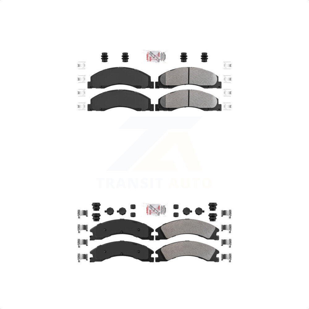 AmeriBRAKES Front Rear Semi-Metallic Disc Brake Pads Kit For Ford E-450 Super Duty KNF-101316