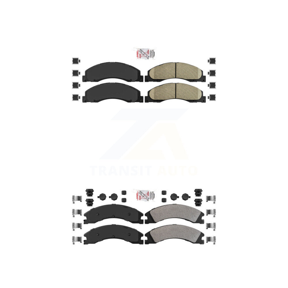 Front Ceramic Rear Semi-Metallic Disc Brake Pads Kit For Ford E-450 Super Duty KNF-101318