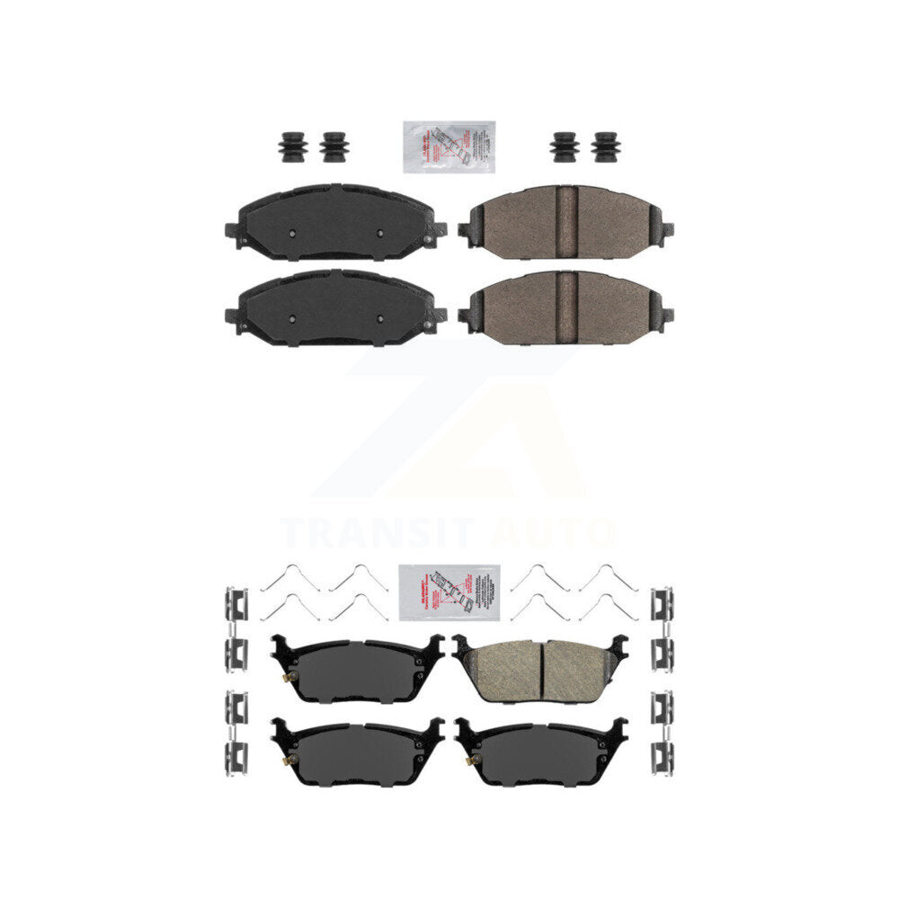 Front Semi-Metallic Rear Ceramic Disc Brake Pads Kit For Ram 1500 Jeep Wagoneer Grand L KNF-101343
