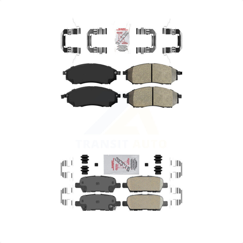 AmeriBRAKES Front Semi-Metallic Rear Ceramic Disc Brake Pads Kit For INFINITI G35 M35 Nissan FX35 350Z M37 370Z M45 FX37 FX45 M56 EX37 M35h Renault Koleos KNF-101485