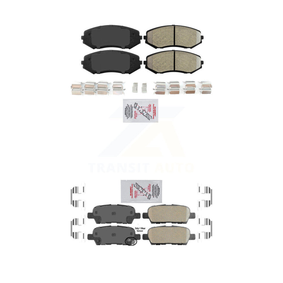 AmeriBRAKES Front Semi-Metallic Rear Ceramic Disc Brake Pads Kit For 2007-2008 Suzuki Grand Vitara KNF-101508