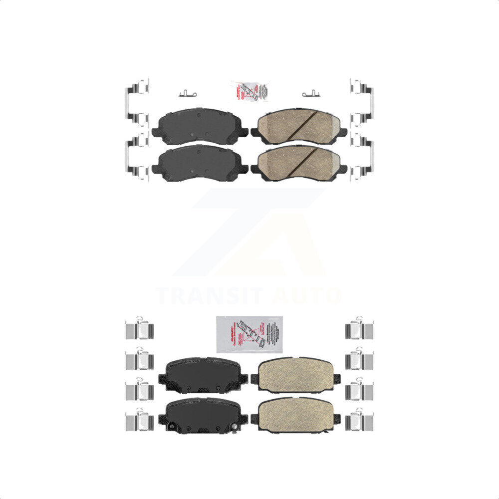 AmeriBRAKES Front Rear Ceramic Disc Brake Pads Kit For 2017 Jeep Compass With Code BR3 KNF-101516