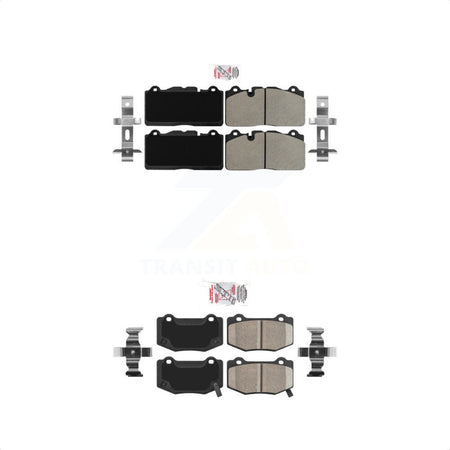 AmeriBRAKES Front Semi-Metallic Rear Ceramic Disc Brake Pads Kit For 2019 Chevrolet Corvette Stingray With Composite Brakes KNF-101533