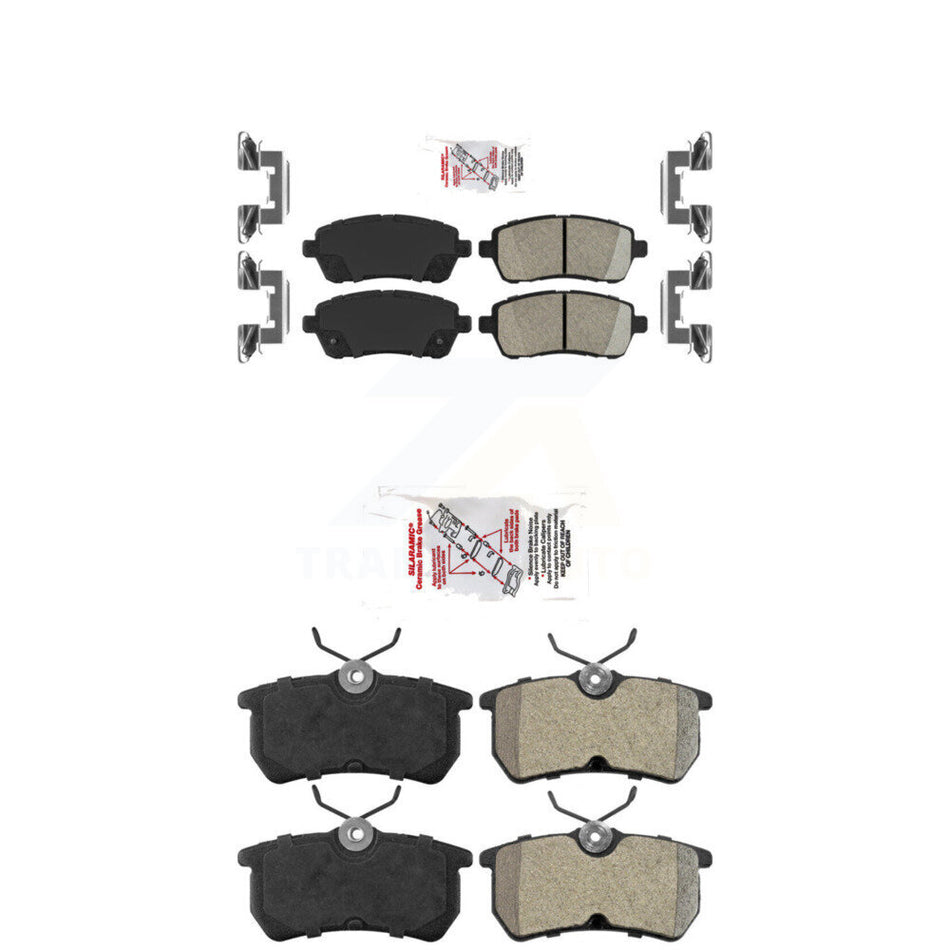 AmeriBRAKES Front Ceramic Rear Semi-Metallic Disc Brake Pads Kit For Ford Fiesta KNF-101534