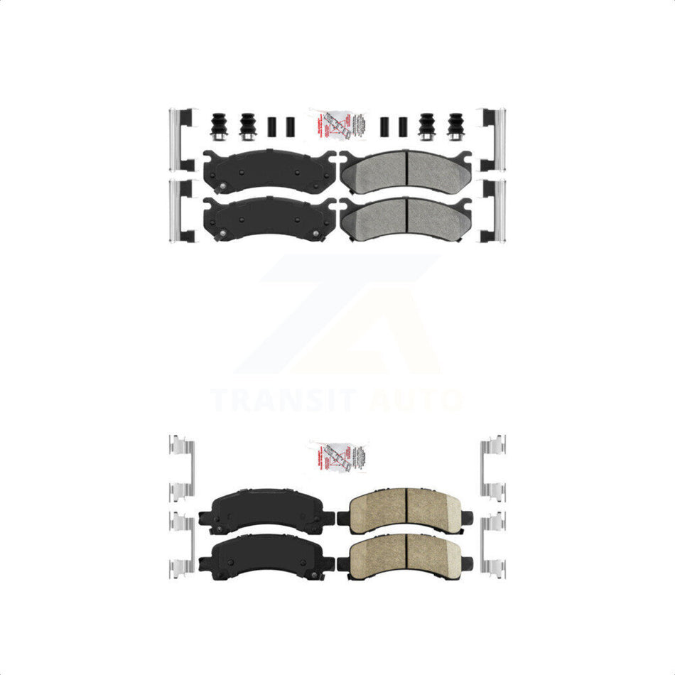 AmeriBRAKES Front Semi-Metallic Rear Ceramic Disc Brake Pads Kit For 2003-2005 Chevrolet Express 2500 GMC Savana KNF-101628