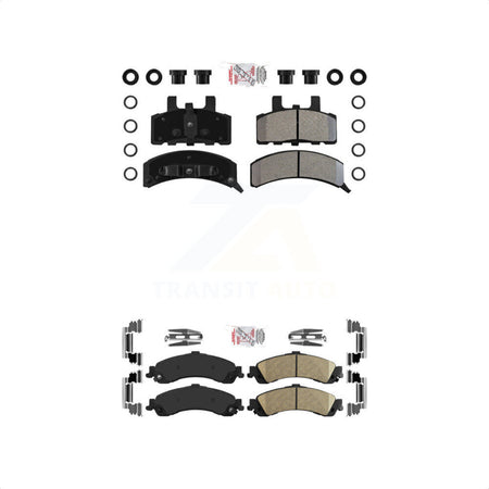 AmeriBRAKES Front Semi-Metallic Rear Ceramic Disc Brake Pads Kit For 2000 GMC Yukon Drum rear brakes With Dual Piston Caliper KNF-101633