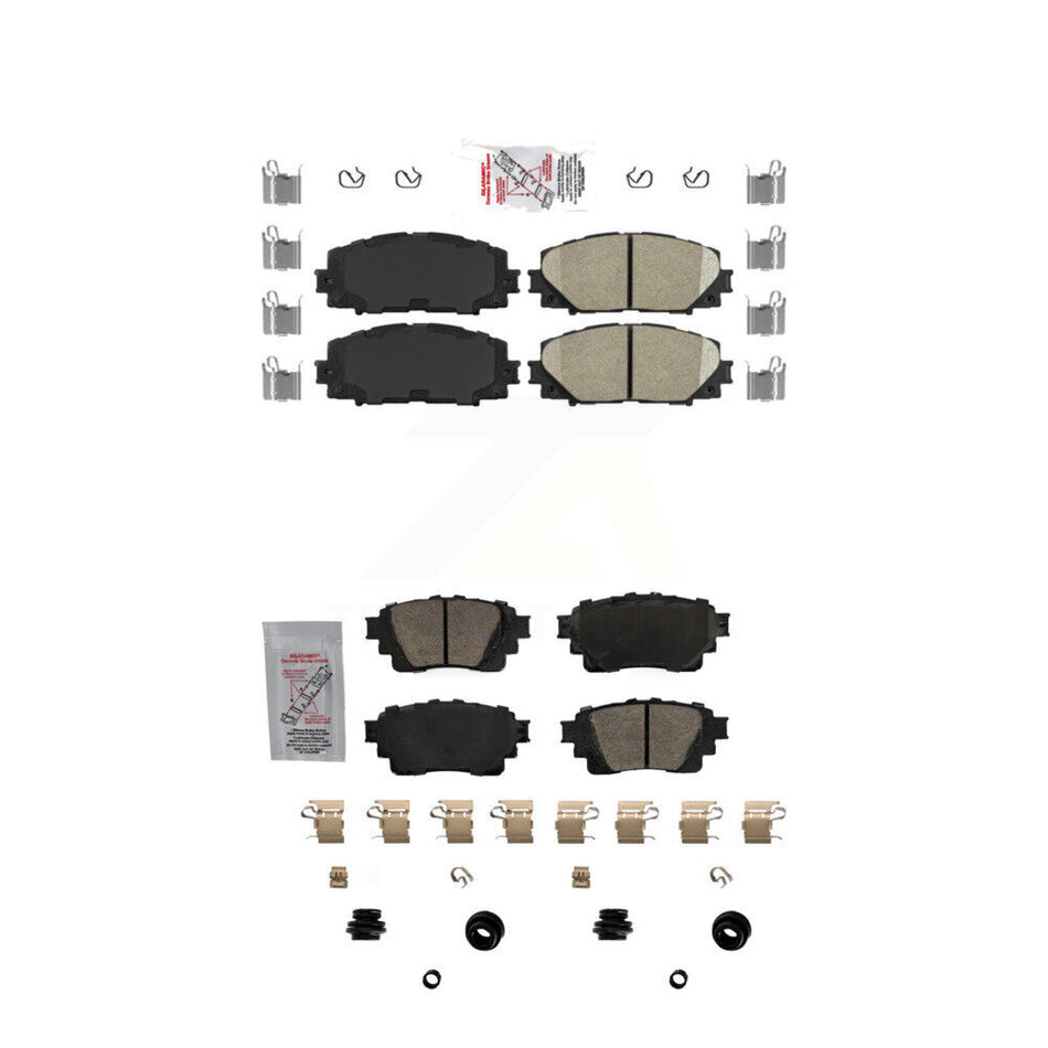 AmeriBRAKES Front Rear Ceramic Disc Brake Pads Kit For 2020-2022 Toyota Corolla FULL HYBRID EV-GAS (FHEV) engine With Electric Parking KNF-101662