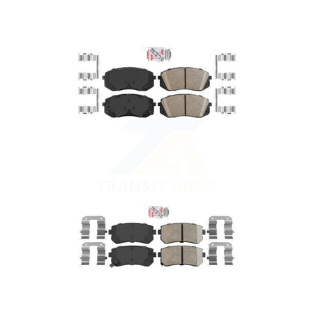 AmeriBRAKES Front Rear Ceramic Disc Brake Pads Kit For 2015-2016 Hyundai Sonata GAS engine With Manual Parking KNF-101674