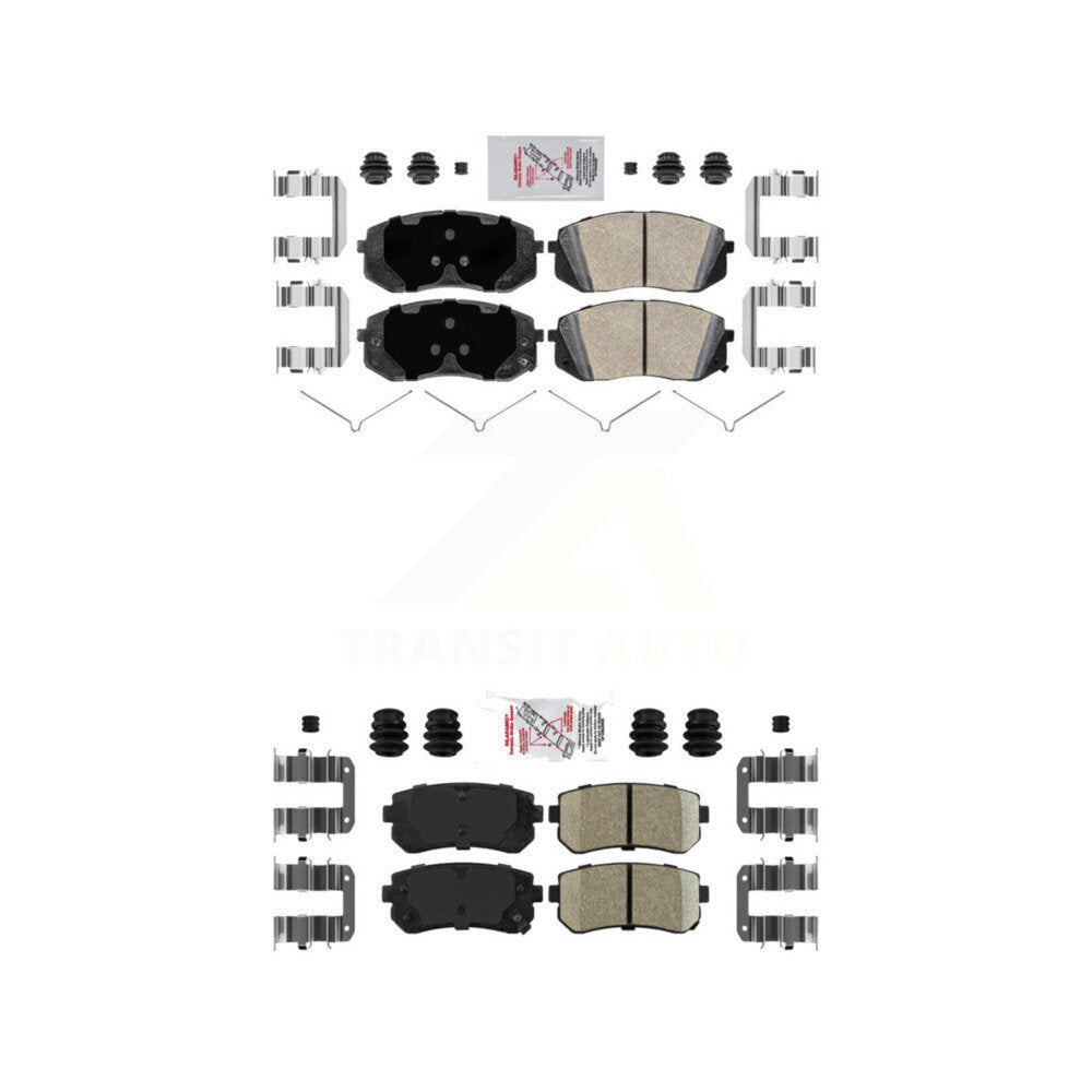 AmeriBRAKES Front Rear Ceramic Disc Brake Pads Kit For 2015-2016 Hyundai Sonata GAS engine With Manual Parking KNF-101675