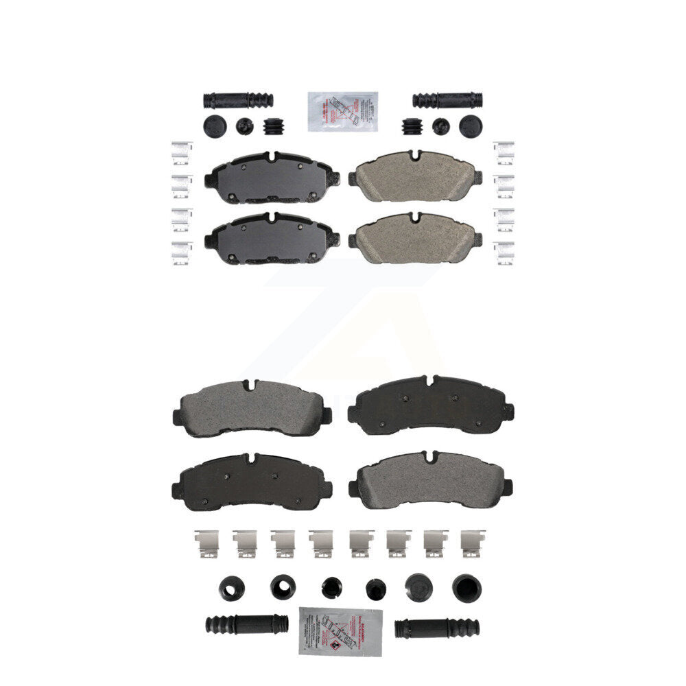 AmeriBRAKES Front Rear Semi-Metallic Disc Brake Pads Kit For Ford Transit-350 HD Axle w/ 6 Hole 132mm Bolt Circle Dia AWD KNF-101876