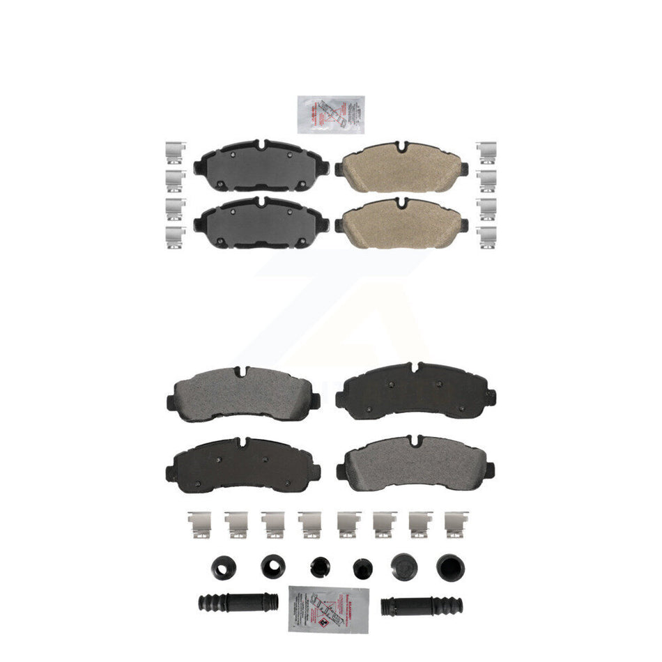 AmeriBRAKES Front Rear Semi-Metallic Disc Brake Pads Kit For Ford Transit-350 HD Axle w/ 6 Hole 132mm Bolt Circle Dia AWD KNF-101878