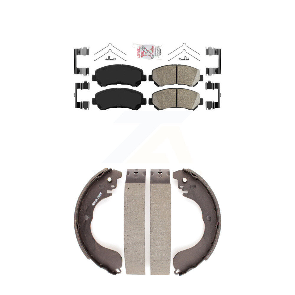 Front Ceramic Disc Brake Pads And Rear Drum Shoes Kit For 07-12 Nissan Sentra SE-R Spec V KNN-100072