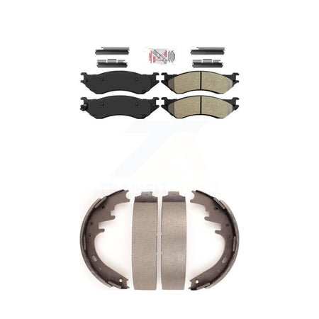 Front Semi-Metallic Disc Brake Pads And Rear Drum Shoes Kit For Ford F-150 Dodge Ram 1500 KNN-100076