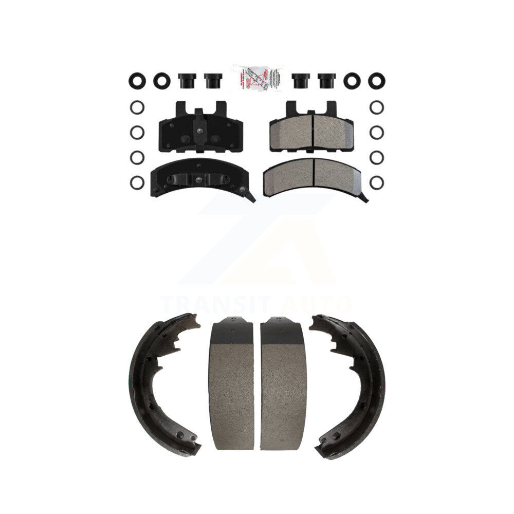 Front Semi-Metallic Disc Brake Pads And Rear Drum Shoes Kit For Chevrolet GMC K1500 C1500 KNN-100089