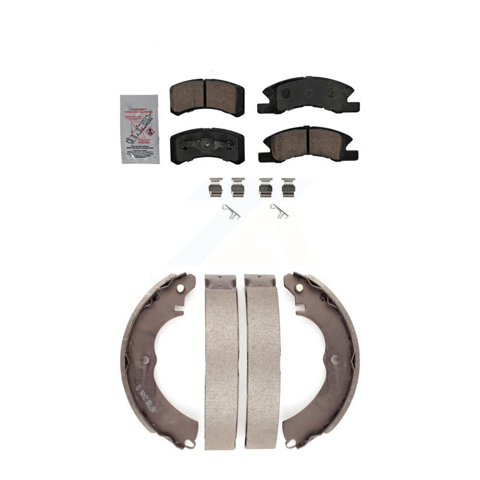Front Ceramic Disc Brake Pads And Rear Drum Shoes Kit For 2017-2023 Mitsubishi Mirage G4 KNN-100113