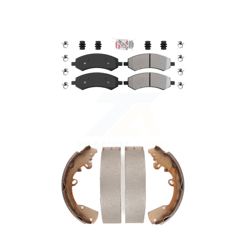 Front Semi-Metallic Disc Brake Pads And Rear Drum Shoes Kit For Dakota Dodge Ram Raider KNN-100124