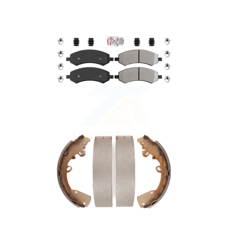 Front Semi-Metallic Disc Brake Pads And Rear Drum Shoes Kit For Dakota Dodge Ram Raider KNN-100124