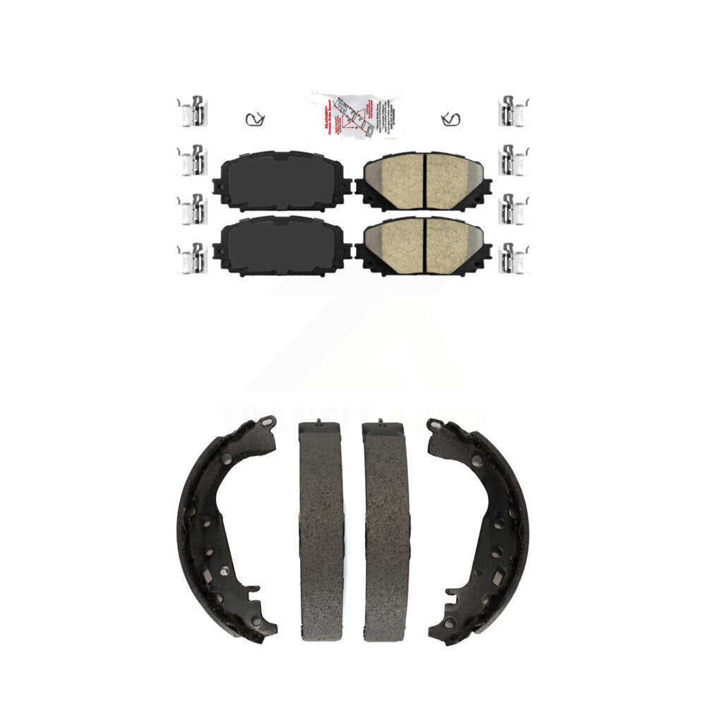 Front Ceramic Disc Brake Pads And Rear Drum Shoes Kit For 2012-2013 Toyota Yaris SE KNN-100139