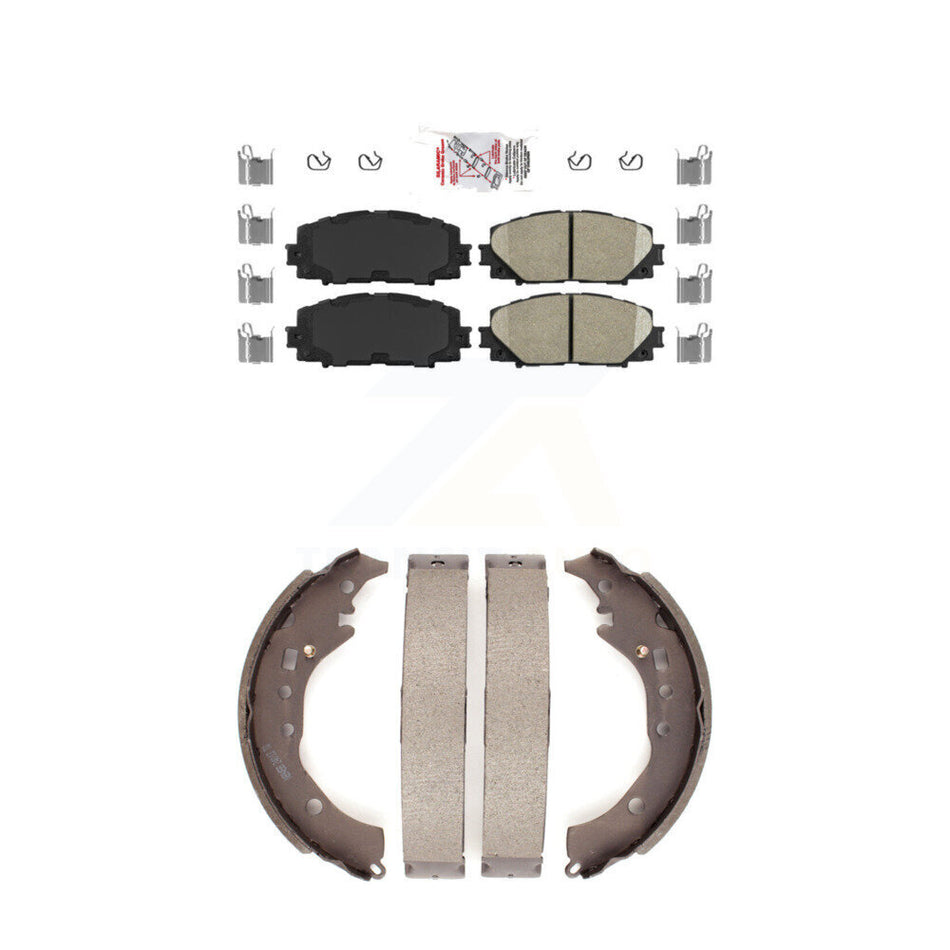 Front Ceramic Disc Brake Pads And Rear Drum Shoes Kit For Toyota Prius C Scion iQ KNN-100141