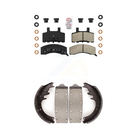 Front Semi-Metallic Disc Brake Pads And Rear Drum Shoes Kit For Chevrolet GMC K3500 Dodge KNN-100203