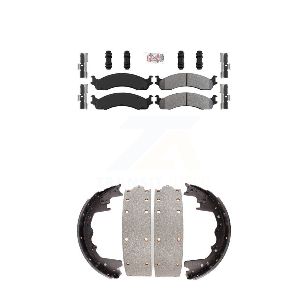 Front Semi-Metallic Disc Brake Pads And Rear Drum Shoes Kit For Ford F-350 F-250 E-350 KNN-100232